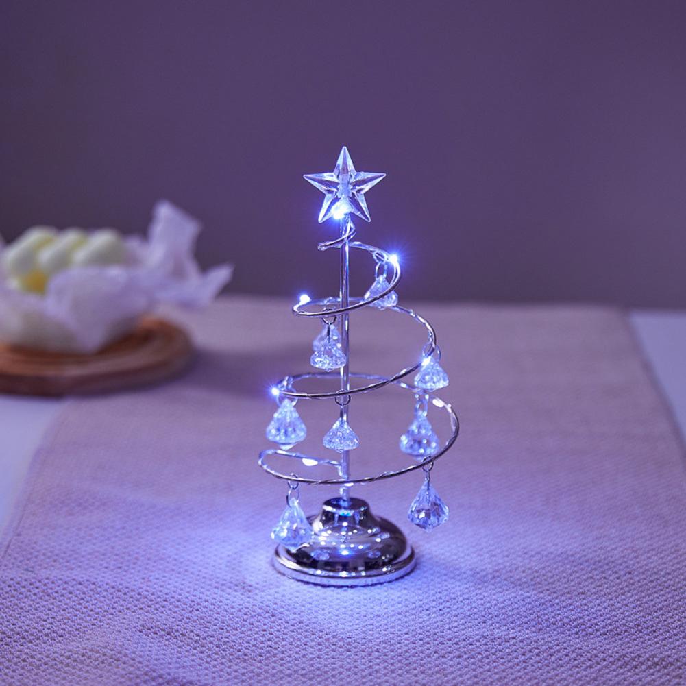 Kristall Weihnachtsbaum Nachtlicht Weihnachtsgeschenk Ornament Tischlampe Kristall Schreibtischdeko Licht Schlafzimmer Wohnzimmer Weihnachtslichter S silber von Joom DACH