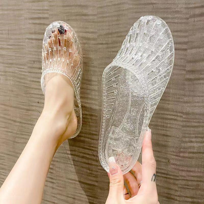 Kristallsandalen für Damen im Sommer High Heels Dicke Sohlen Damen Coole Hausschuhe mit Keilabsatz Outdoor Coole Hausschuhe 40 von Joom DACH