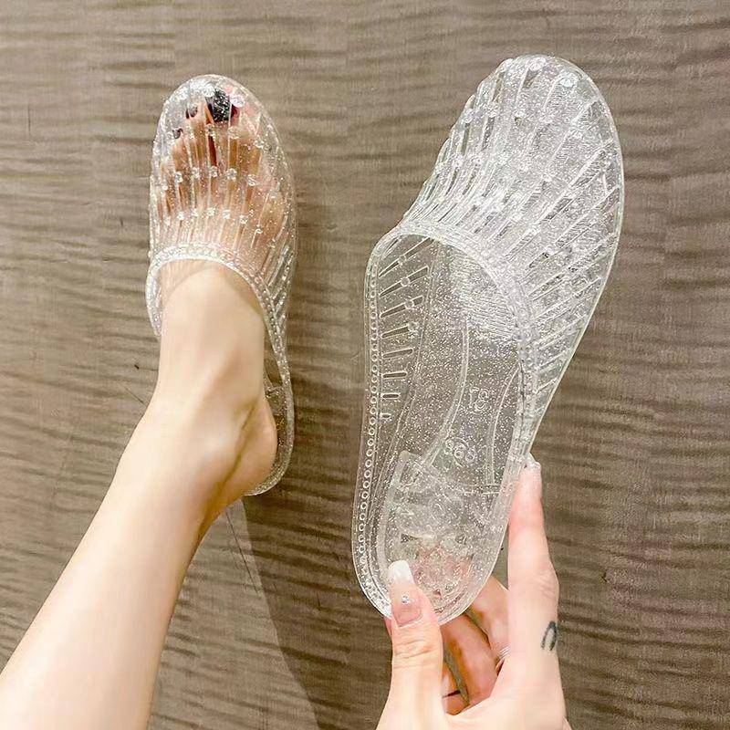 Kristallsandalen für Damen im Sommer High Heels Dicke Sohlen Damen Coole Hausschuhe mit Keilabsatz Outdoor Coole Hausschuhe 40 von Joom DACH