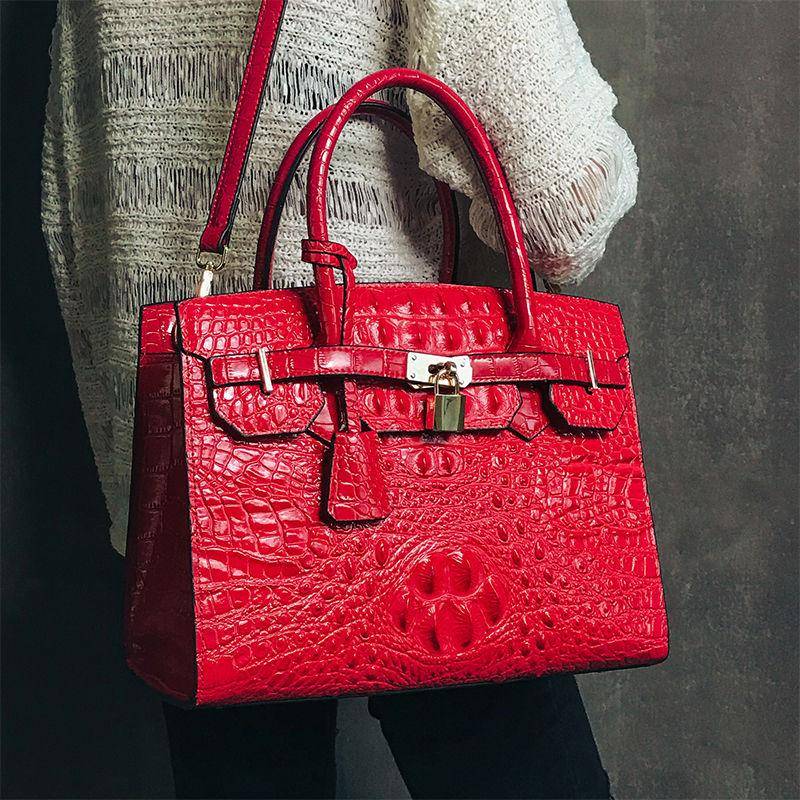 Krokodilleder Damen Oberschicht Rindsleder Handtasche Damenmode Umhängetasche mit großem Fassungsvermögen von Joom DACH