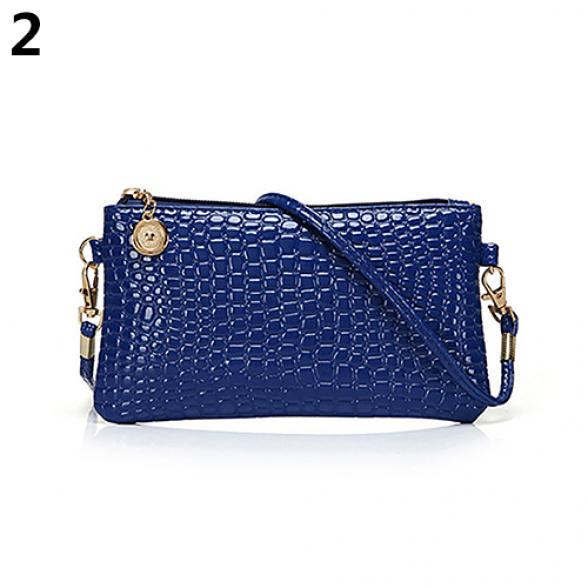 Krokodilmuster Damenmode Umhängetasche Tote Messenger Reißverschluss Satchel Handtasche Shoulder Bag blau von Joom DACH