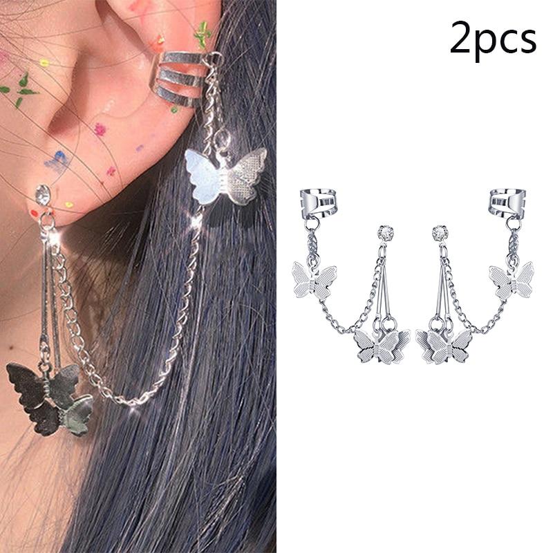 Krone U-förmige Ohr Clips Hohl Schmetterling Retro Ohrringe Für Frauen Pendientes Lange Ohrringe Piercing Ohr Manschetten Clip 51092 von Joom DACH