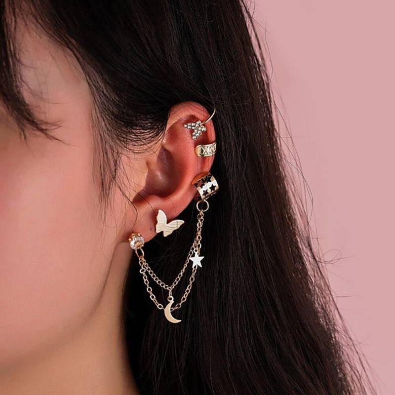 Krone U-förmige Ohr Clips Hohl Schmetterling Retro Ohrringe Für Frauen Pendientes Lange Ohrringe Piercing Ohr Manschetten Clip 55068 von Joom DACH