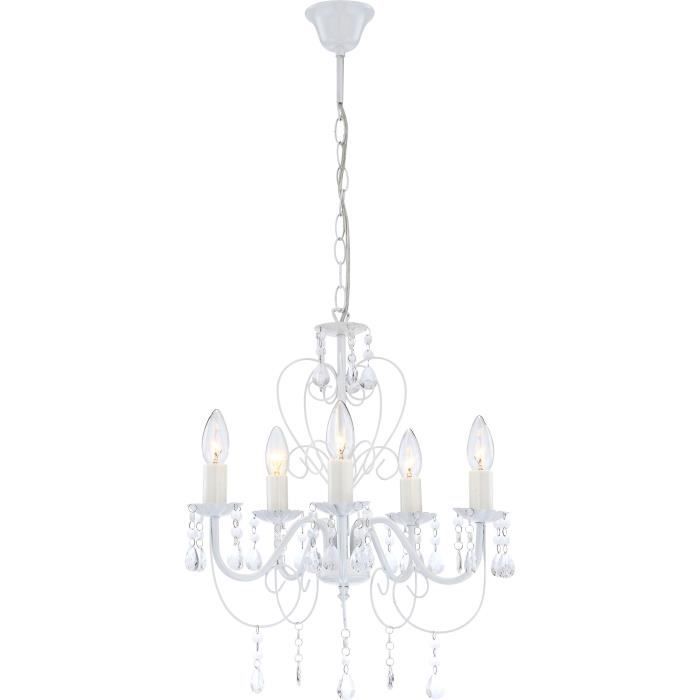 Kronleuchter GLOBO LIGHTING - Acryl-Kristalle - ø 44 cm - H 150 cm - Weißes Metall - Zeitgenössischer und Design-Stil weiß Kronleuchter GLOBO LIGHTING - Acryl-Kristalle - ø 44 cm - H 150 cm - Weißes Metall - Zeitgenössischer und Design-Stil weiß von Joom DACH