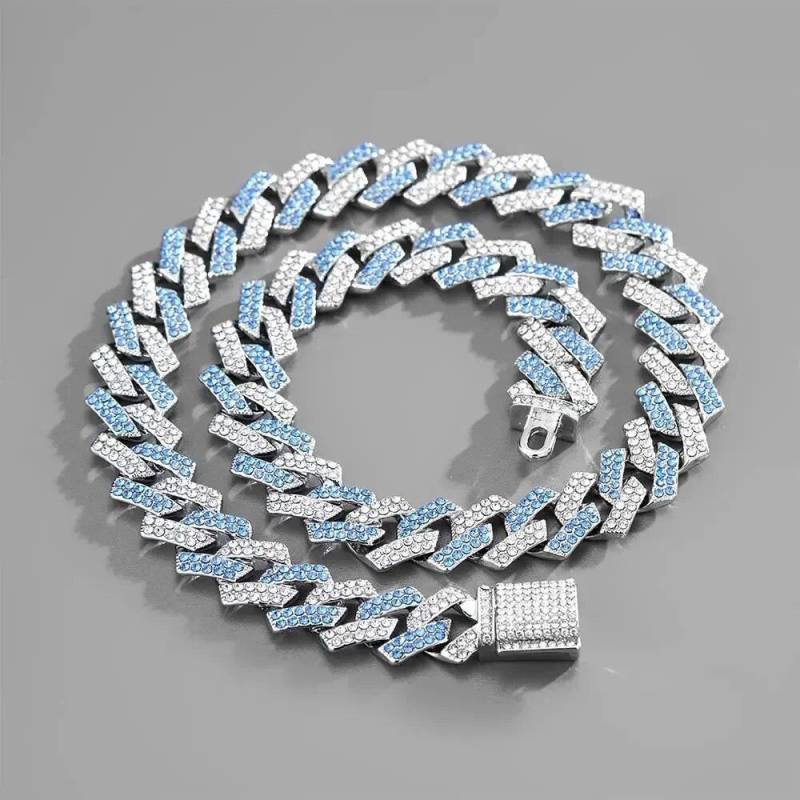 Kubanische Gliederkette Halskette für Männer Frauen Mikrogepflasterter CZ-Stein Roségold Farbe Hiphop Schmuck 24inch von Joom DACH