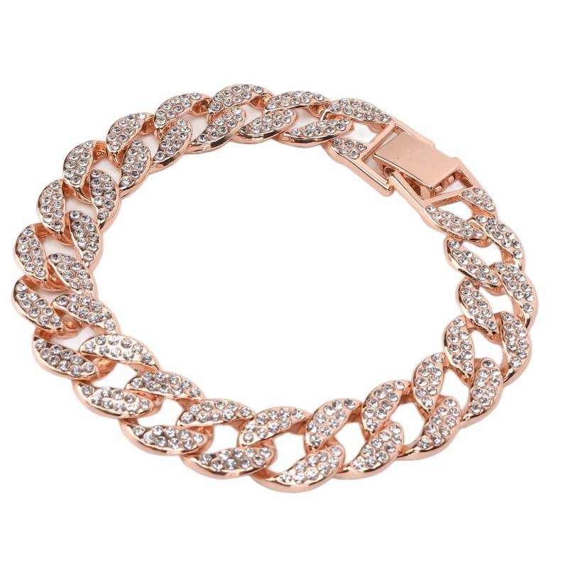 Kubanisches Armband, Strass-Schmuck, Hip-Hop-Paararmband, dekoratives Fußkettchen, Roségold rose gold von Joom DACH
