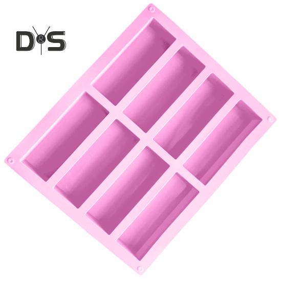 Kuchenform, nicht klebrig, schnell entformbar, DIY, rechteckig, 8 Mulden, Silikon, handgefertigte Seifenform für die Küche rosa von Joom DACH