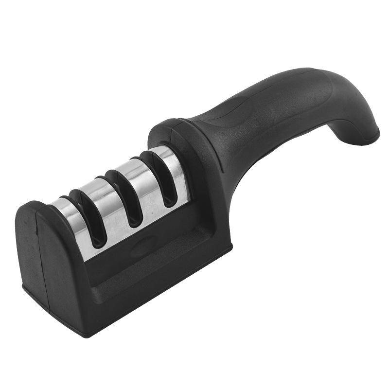 Küchen-3-Segment-Messerschärfer Haushalt Multifunktionaler handgehaltener Dreizweck-Schwarz-Schleifstein von Joom DACH