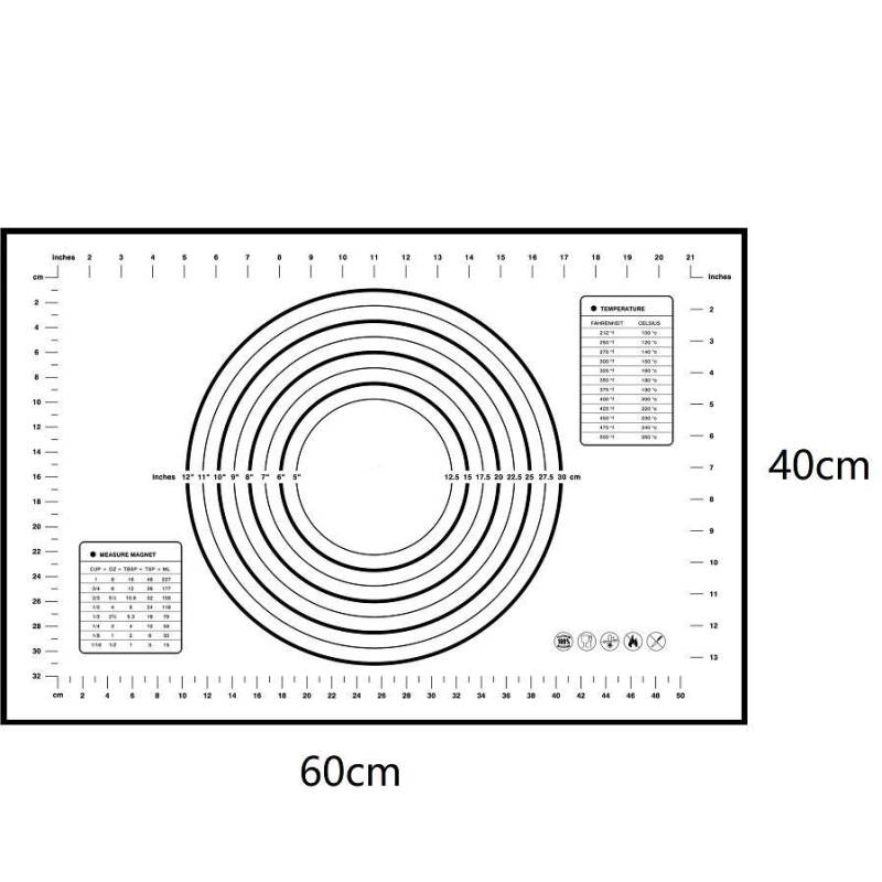 Küchen-Silikon-Backbettlaken zum Ausrollen von Teig, Gebäck, Kuchen, Auskleidung der Backformen, Unterlagematten 26*29 schwarz von Joom DACH