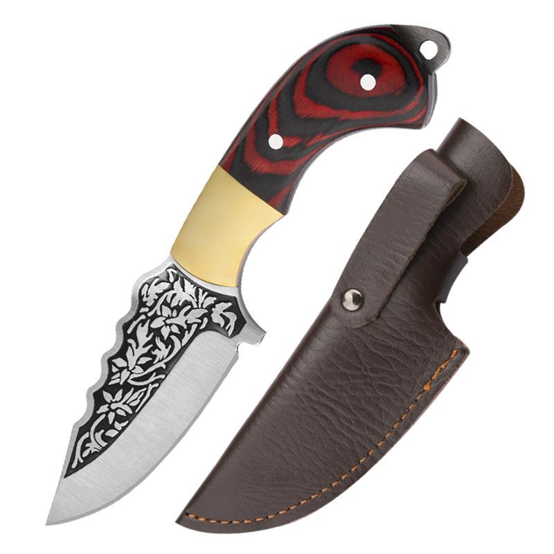 Küchenmesser Dick geschnitztes Muster Handgemachtes Messer Outdoor Barbecue Fleischessmesser Edelstahl Obstmesser 2 von Joom DACH