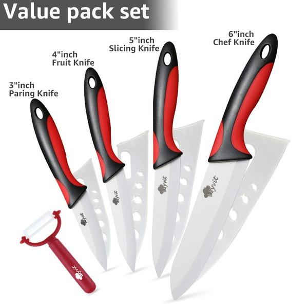 Küchenmesserset Keramikmesser Schäldienst Slicing Chef 3 4 5 Zoll weiße Zirkonia-Klinge Obst Gemüsemesser Werkzeuge Cutter schwarz von Joom DACH