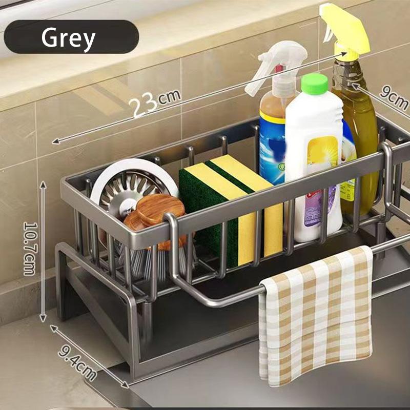 Küchenspülbecken Abtropfgestell Organizer ABS-Kunststoff Selbstentwässerndes Spülbeckenregal Seifenschwammhalter Geschirrtuchhandtuchhalter Filterkörbe von Joom DACH