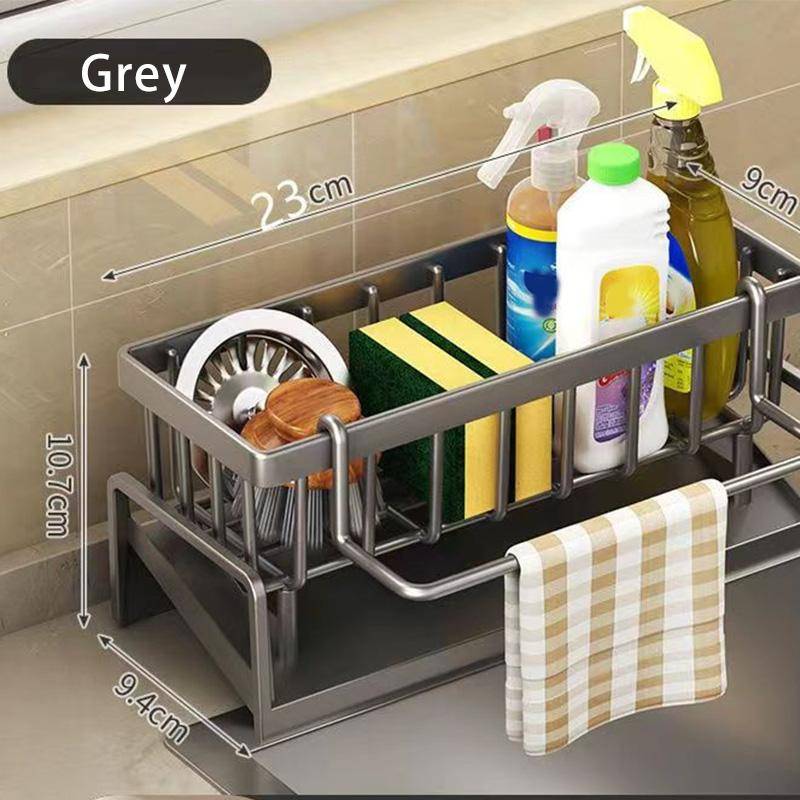Küchenspülbecken Abtropfgestell Organizer ABS-Kunststoff Selbstentwässerndes Spülbeckenregal Seifenschwammhalter Geschirrtuchhandtuchhalter Filterkörbe von Joom DACH
