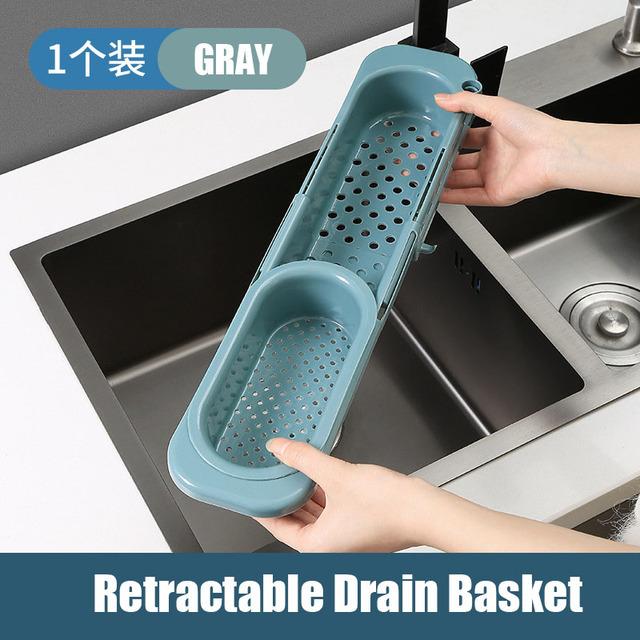 Küchenspülen-Organizer Abtropfgestell-Organizer für Seife Handtuchhalter Haushaltsbedarf Küchenzubehör Verstellbares Regal Aufbewahrungsregal grau von Joom DACH