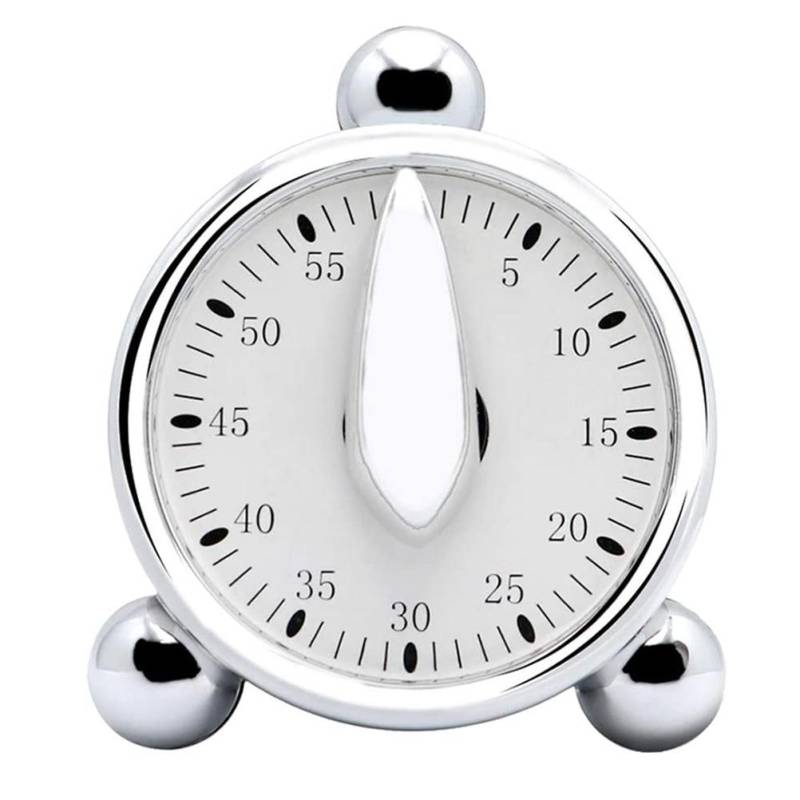 Küchentimer Countdown-Wecker 60 Minuten Mechanischer visueller Timer zum Kochen Backen Kinder silber von Joom DACH