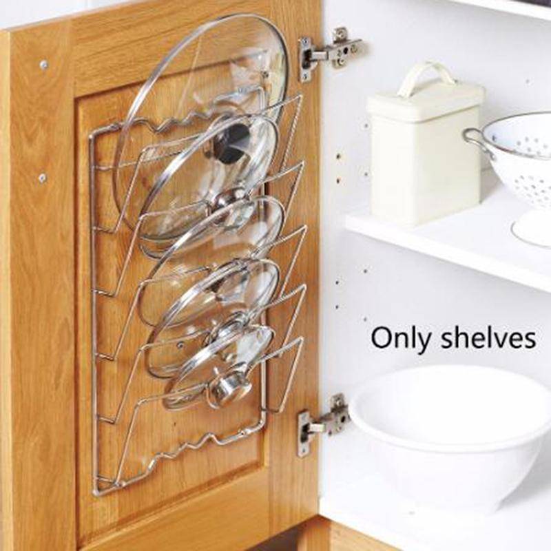 Küchenzubehör Edelstahl Topf Regal Organizer Pan Cover Deckel Ständer Halter Geschirrständer silber von Joom DACH