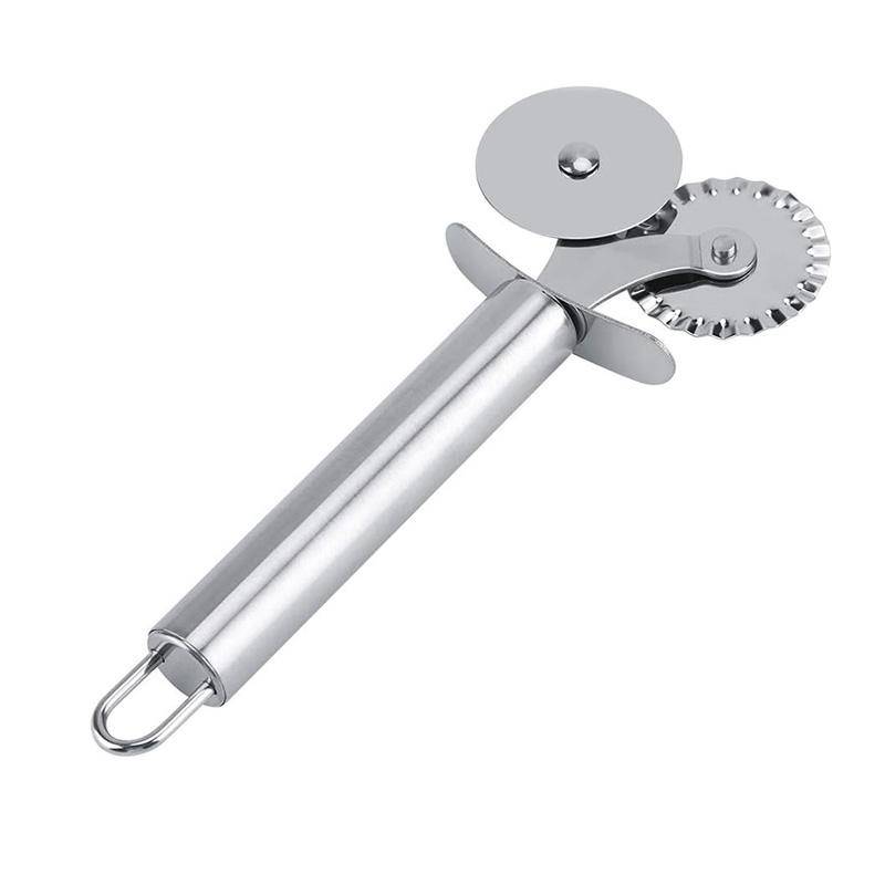 Küchenzubehör Messer für Pizzateig Pasta Gebäck Edelstahl Pizzamesser Doppelräder Kochfeldschneider von Joom DACH