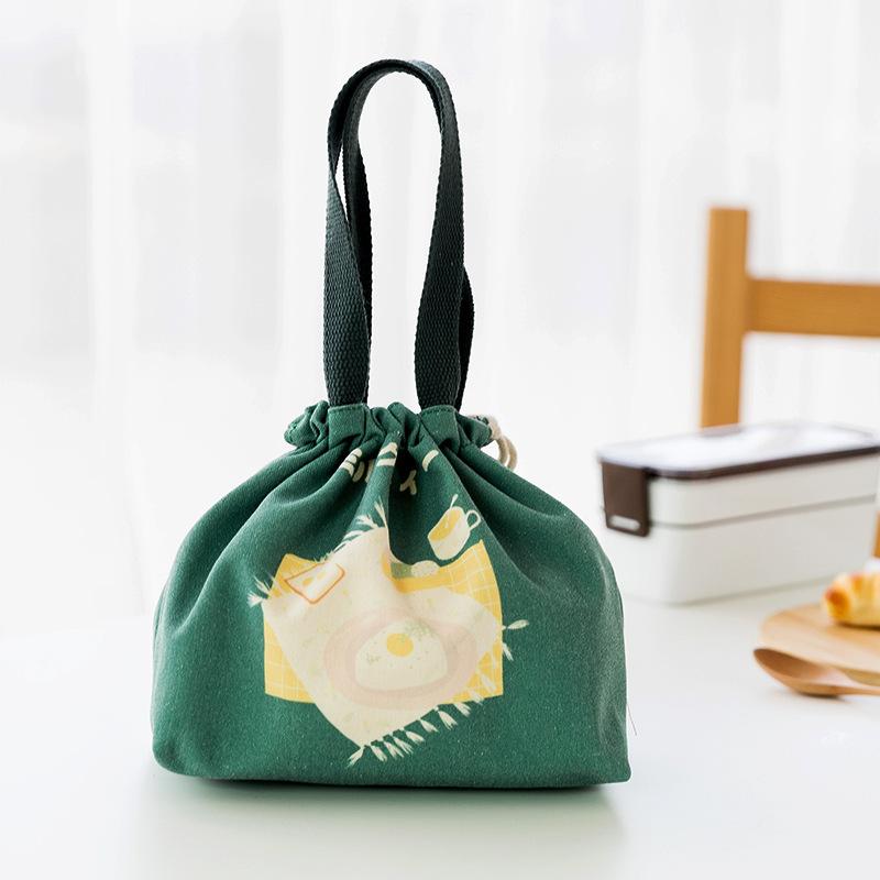 Kühltasche für Lunchbox mit Stilmuster, tragbare, isolierte Lunchtasche aus Segeltuch, Thermo-Lunch-Taschen für Lebensmittel, Picknick, für Frauen grün von Joom DACH