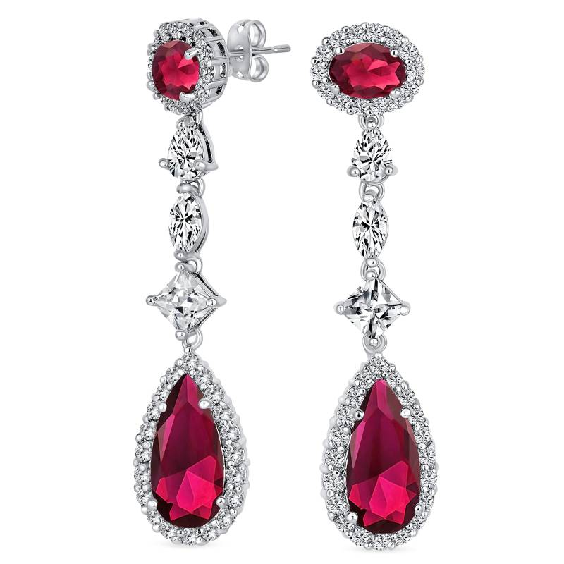 Künstlicher Rubin CZ versilbertes Messing Tropfenform Rot Kronleuchter Lever Back Ohrringe [Bling Schmuck] Damen von Joom DACH