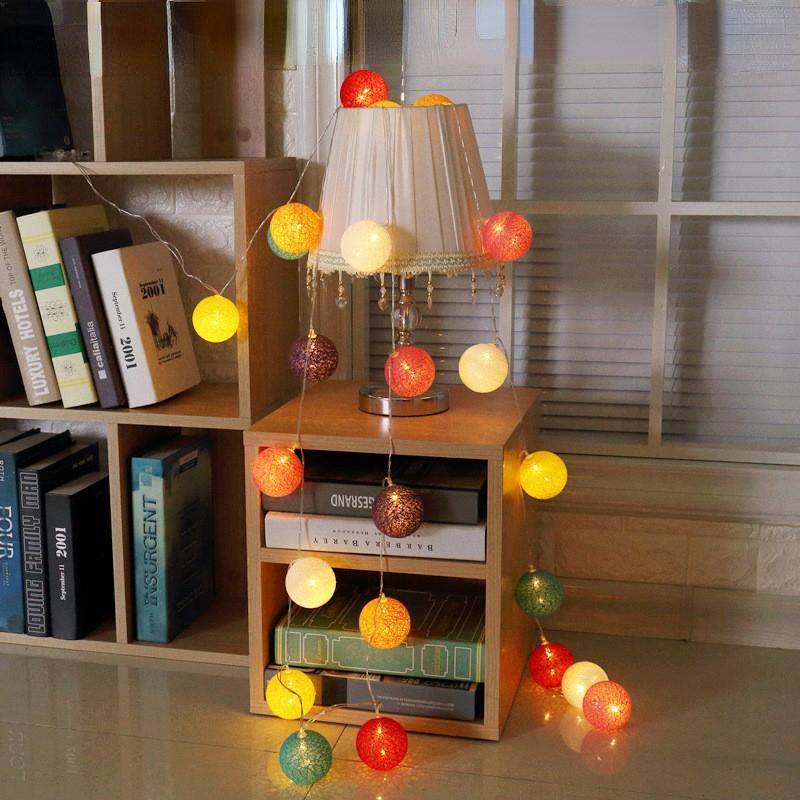 Kugel aus Baumwollfaden, Kugel-Lichterkette, Weihnachtsdekoration, Schlafzimmer, kleine farbige Lichterkette, blinkende Lichter voller Sterne, Weihnachtsbeleuchtung D-3M 20LED von Joom DACH