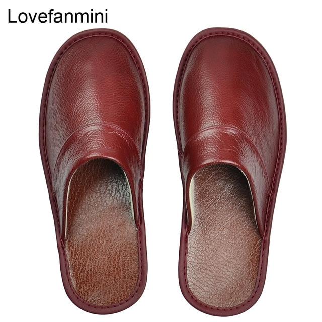 Kuh Leder Hausschuhe Männer große Größen Leinen Haus männlich Innenhaus für Herren Hausschuhe Frauen Mann Slipper Luxus weiche flache Schuhe 40-41 rot von Joom DACH