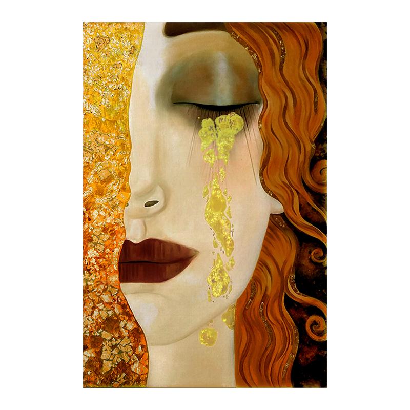 Kunst Gustav Klimt Goldene Tränen und Kuss Ölgemälde auf Leinwand Poster und Drucke Cuadros Wandkunst Bilder für Wohnzimmer 60X120cm Unframed banane gelbe von Joom DACH