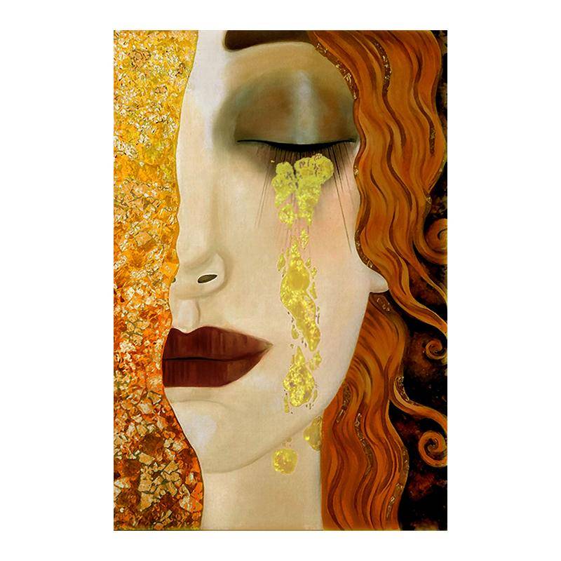 Kunst Gustav Klimt Goldene Tränen und Kuss Ölgemälde auf Leinwand Poster und Drucke Cuadros Wandkunst Bilder für Wohnzimmer 60X120cm Unframed banane gelbe von Joom DACH