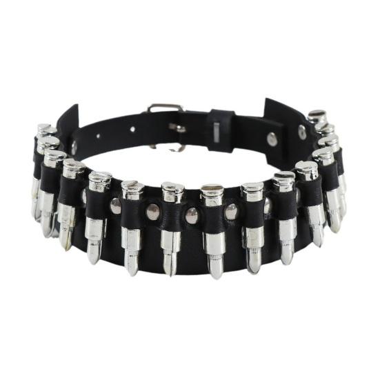 Kunstleder Halsband Nieten Dekor Charm Choker Halskette Punk Rock Gothic Choker Halskette Frauen Männer Statement Schmuck schwarz von Joom DACH