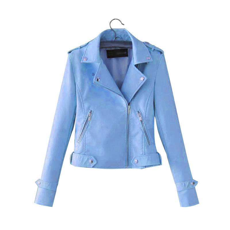 Kunstlederjacke Damen Reißverschluss Gürtel Mäntel Schwarz PU L blau von Joom DACH