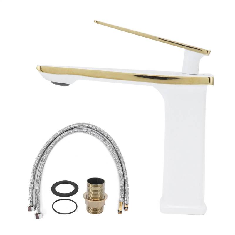 Kupfer Waschbeckenarmatur Heiß Kalt Mischbatterie mit Einloch Langgriff für Badezimmergebrauch G1/2 von Joom DACH