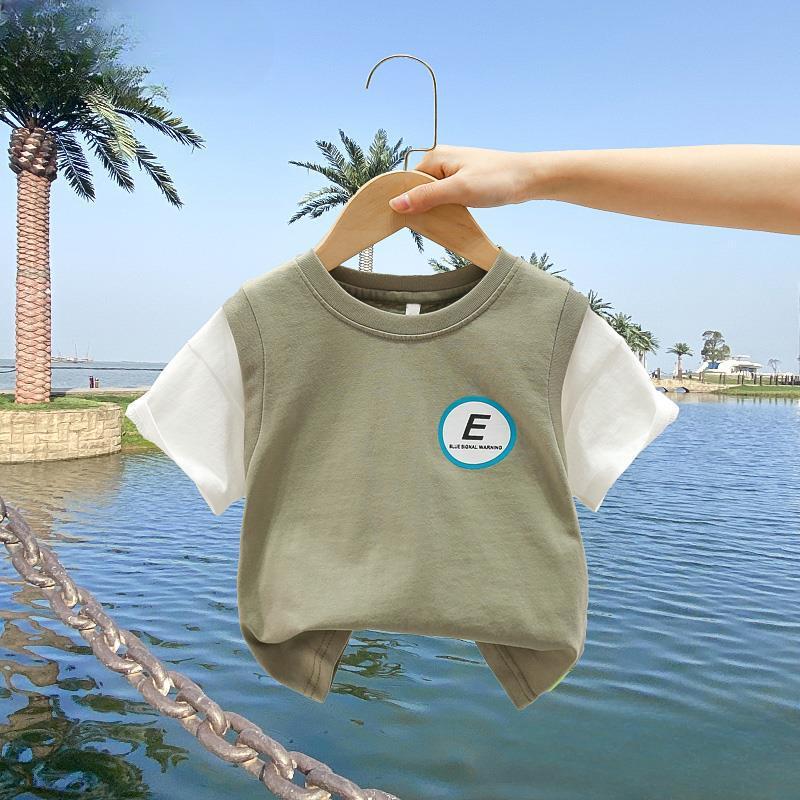 Kurzärmelige T-Shirts für Jungen, dünne T-Shirt-Oberteile für Kinder, hübsche Halbärmelige Babykleidung für Kinder, trendige T-Shirts 130cm von Joom DACH