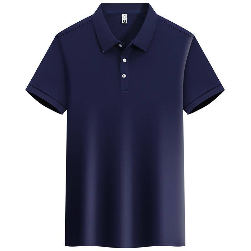 Kurzärmeliges Poloshirt für Herren im Sommer, schlichtes, legeres Business-T-Shirt mit einfarbigem Revers, Eisseide, atmungsaktiv und vielseitig XL navy blau von Joom DACH
