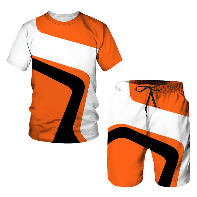 Kurzarm 3D-Drucke Sommer Aktiv Sport Mode Kinder T-Shirt Anzug Sommer Jungen Trend Übergroßes T-Shirt Freizeit Shorts 2 Stück 160 von Joom DACH