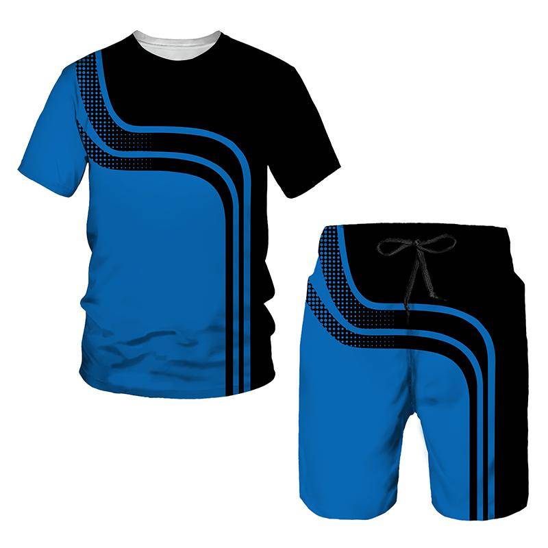 Kurzarm 3D-Drucke Sommer Aktiv Sport Mode Kinder T-Shirt Anzug Sommer Jungen Trend Übergroßes T-Shirt Freizeit Shorts 2 Stück 160 von Joom DACH