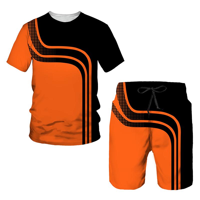 Kurzarm 3D-Drucke Sommer Aktiv Sport Mode Kinder T-Shirt Anzug Sommer Jungen Trend Übergroßes T-Shirt Freizeit Shorts 2 Stück 160 von Joom DACH