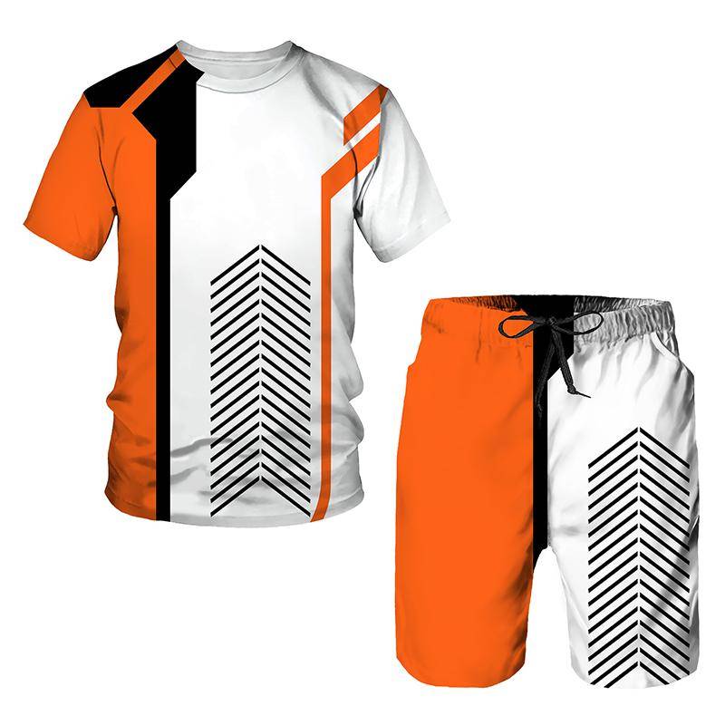 Kurzarm 3D-Drucke Sommer Aktiv Sport Mode Kinder T-Shirt Anzug Sommer Jungen Trend Übergroßes T-Shirt Freizeit Shorts 2 Stück 160 von Joom DACH