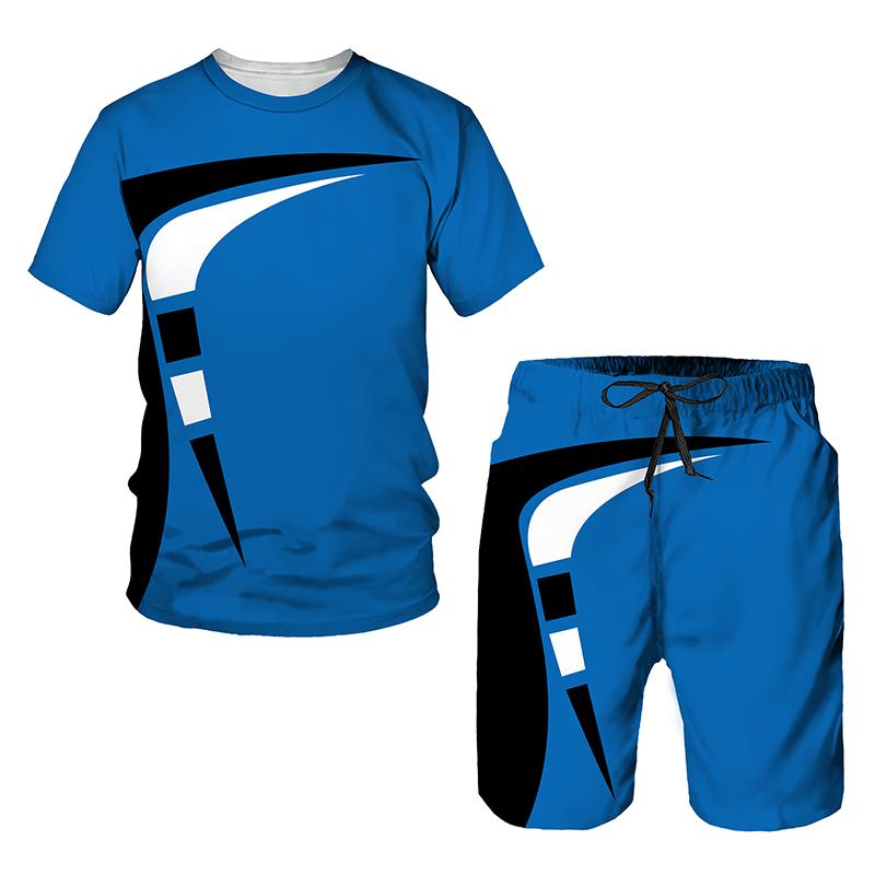 Kurzarm 3D-Drucke Sommer Aktiv Sport Mode Kinder T-Shirt Anzug Sommer Jungen Trend Übergroßes T-Shirt Freizeit Shorts 2 Stück 160 von Joom DACH