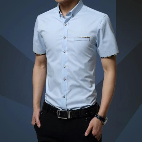 Kurzarm-Hemden für Herren. Sommer-Kurzarm-Hemden für Herren XXXXL lavendel blau von Joom DACH