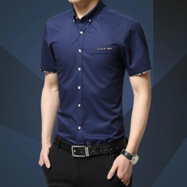 Kurzarm-Hemden für Herren. Sommer-Kurzarm-Hemden für Herren XXXXL dunkelblaue von Joom DACH