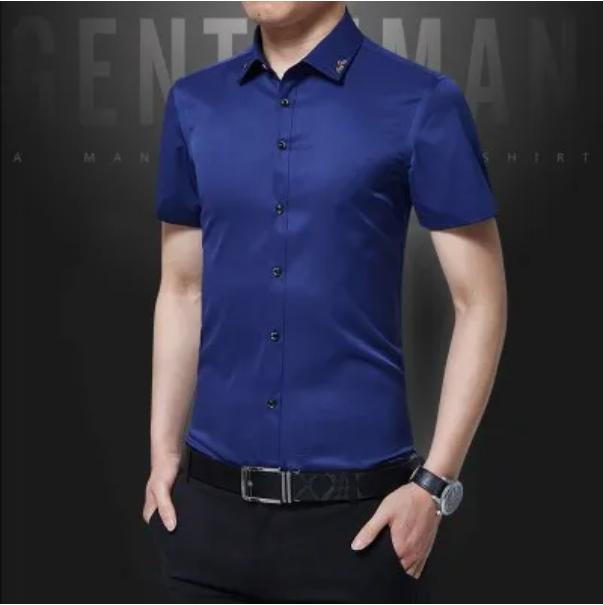Kurzarm-Hemden für Herren. Sommer-Kurzarm-Hemden für Herren XXXXL bondi blau von Joom DACH