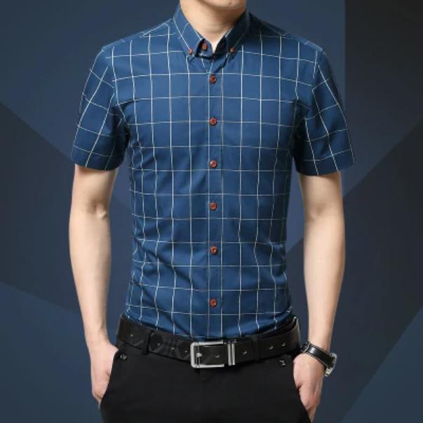 Kurzarm-Hemden für Herren. Sommer-Kurzarm-Hemden für Herren XXXXXL seladon blau von Joom DACH