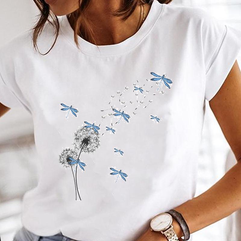Kurzarm Schmetterling Liebe Herz Trend Frauen Print T Top Sommer Mode T-shirt Dame Weibliche Kleidung Casual Grafik T-shirt XL von Joom DACH