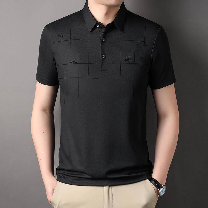 Kurzarm-T-Shirt Herren Revers Schnelltrocknend Dünn Atmungsaktiv Sommer Papa's Business T-Shirt Poloshirt L von Joom DACH