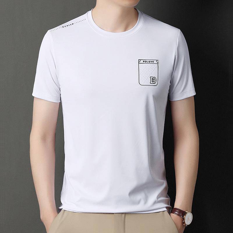 Kurzarm-T-Shirt Herren Sommer Rundhals Casual Top Dünn Elastisch Minimalistisch Halbarm-T-Shirt Herren XL von Joom DACH