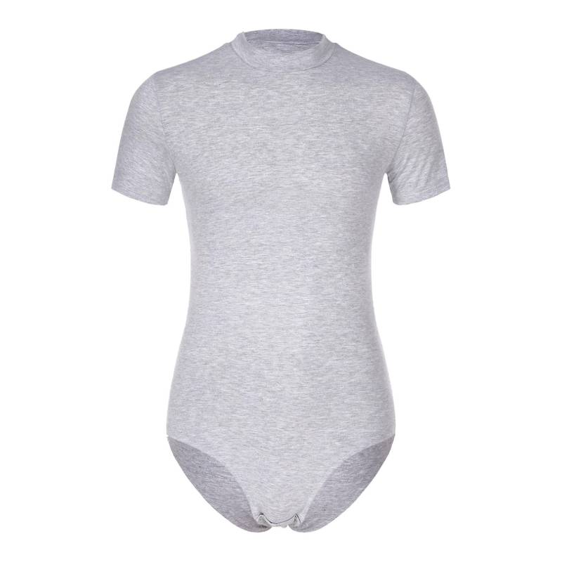 Kurzarm-Trikot-Unterhemd für Herren mit Rundhalsausschnitt, lässiger einfarbiger Bodysuit, schmaler Overall M grau von Joom DACH