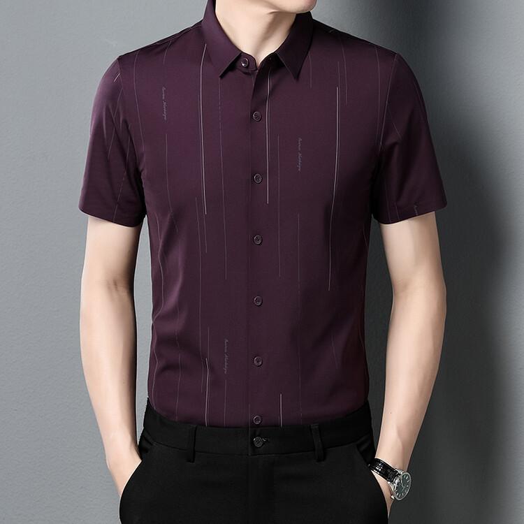 Kurzarmhemd Herren Business Casual Herrenhemden Einfarbig Dünn Sommer Neue Herrenbekleidung 3XL blau von Joom DACH