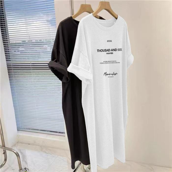 Kurzarmkleider Damen Sommer Große Größen Mittellanges T-Shirt Kleid Knielanges lässiges langes Kleid 4XL weiß Kurzarmkleider Damen Sommer Große Größen Mittellanges T-Shirt Kleid Knielanges lässiges langes Kleid 4XL weiß von Joom DACH