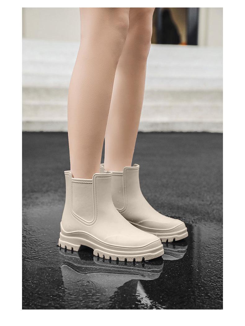 Kurze Chelsea-Gummistiefel für Damen – rutschfeste, modische, wasserdichte Martin-Stiefel 41 grauweiß von Joom DACH