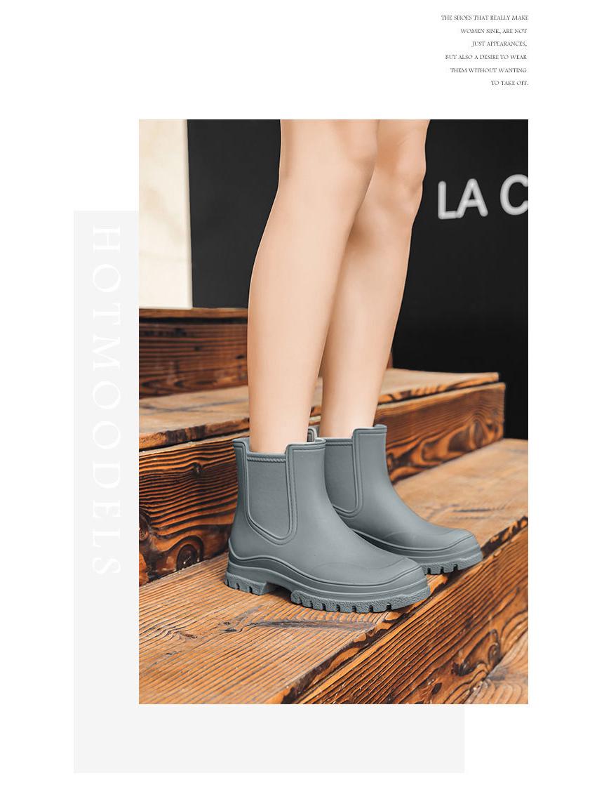 Kurze Chelsea-Gummistiefel für Damen – rutschfeste, modische, wasserdichte Martin-Stiefel 41 dunkelgraue von Joom DACH