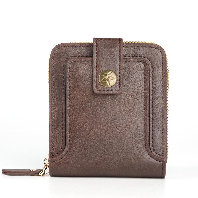 Kurze Herren-Geldbörse mit mehreren Kartenfächern, verdeckter Schnalle und Reißverschluss, Retro-einfache Multifunktions-Geldbörse One Size dunkel kaffee von Joom DACH